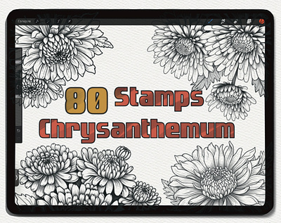 80 Beautiful Chrysanthemum Stamps for Your Creative Process flowers brushes flowers ideas flowers stamps flowers tattoo procreate brushes tattoo ideas