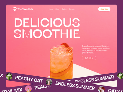 TheFlavorHub - Smoothie Web Design Concept clean design food health healthylifestyle juice landing page minimal orand shop smoothie sweet uidesign uiux vegan web website