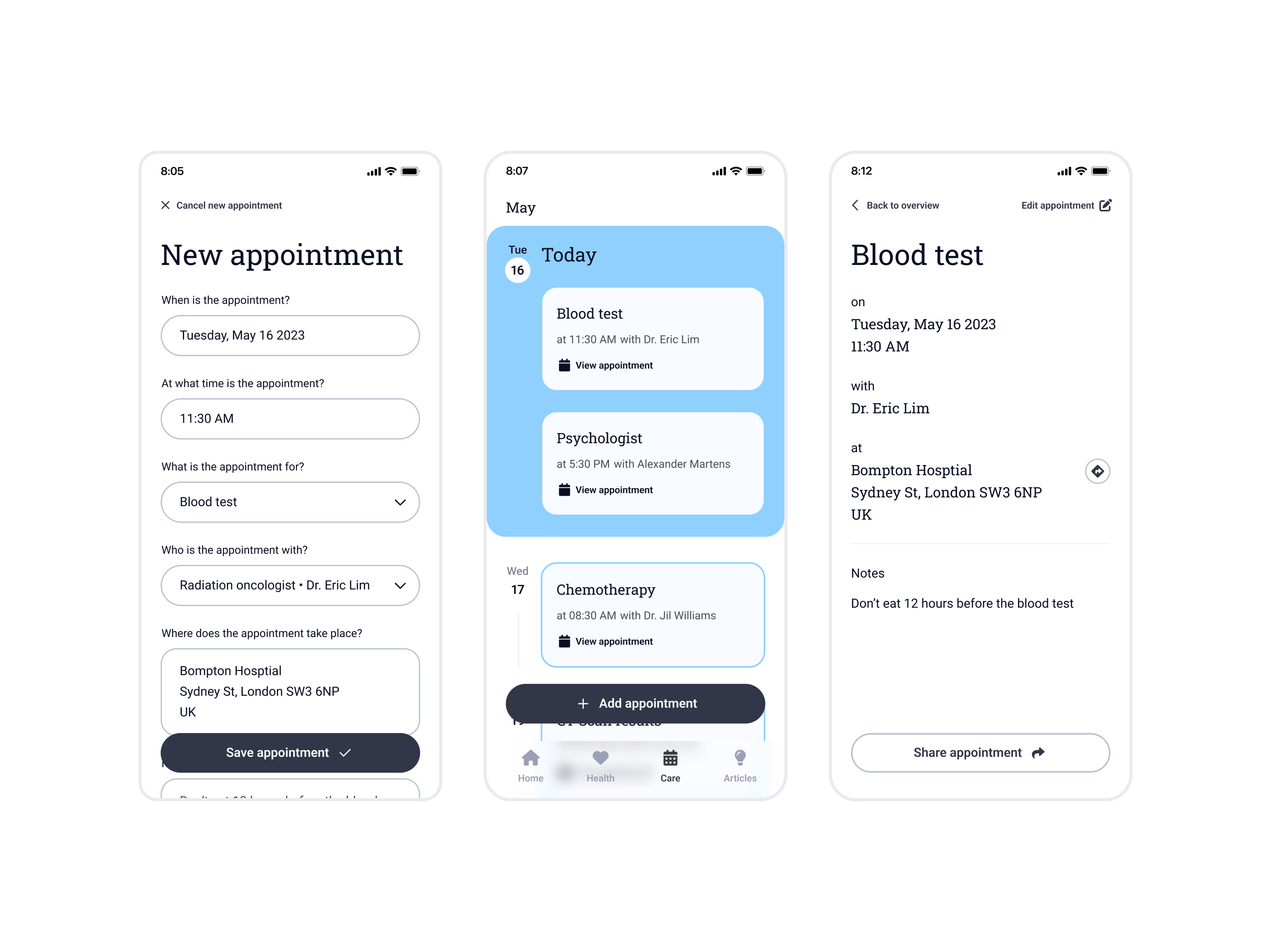 My Cancer Companion — Appointments