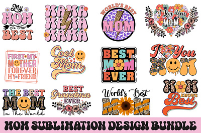Mom retro sublimation design bundle animation design graphic design logo