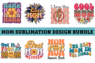 Mom retro sublimation design bundle graphic design