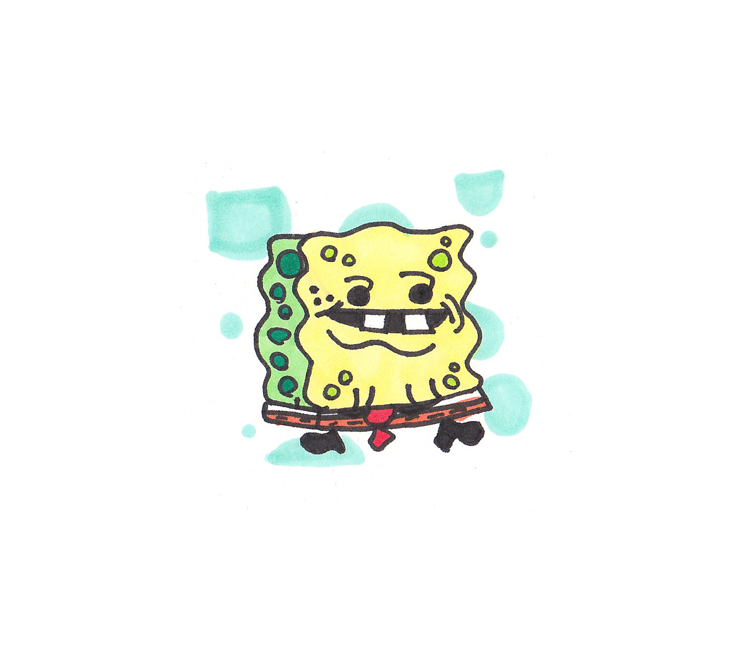 Hands off bubbles cartoon character drawing illustration markers sponge spongebob spongebob squarepants tie water yellow