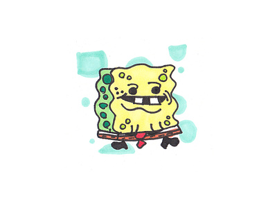 Hands off bubbles cartoon character drawing illustration markers sponge spongebob spongebob squarepants tie water yellow