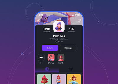 Social Media App - Ui Design app app design design mobile purple app uigraphic univer ui vector
