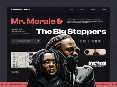 Kendrick Lamar's Album Launch & Concert Website Explorations brutalist design concert website creative layout design graphic design hip hop hiphop inspiration kendrick kendrick lamar modern design music neobrutalism rap rapper typography ui ui inspiration ux web design