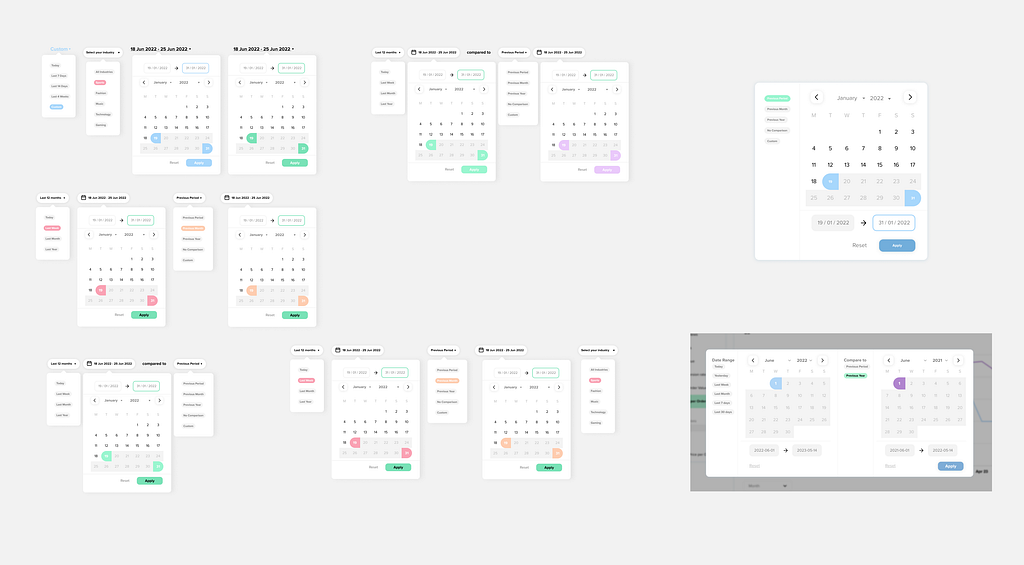 Calendar / Date picker with comparison by Sarah Mitchell on Dribbble
