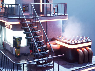 Cloud 66 in Unreal Engine 5 3d blender cyberpunk dieselpunk diorama game game design illustration level design render unreal engine