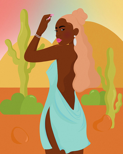 Desert Beauty bold colors branding digital illustrator fashion flat illustration graphic design procreate
