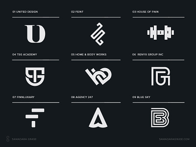 Monogram Set 1 brand design identity letter logo mark minimal monogram samadaraginige simple typography