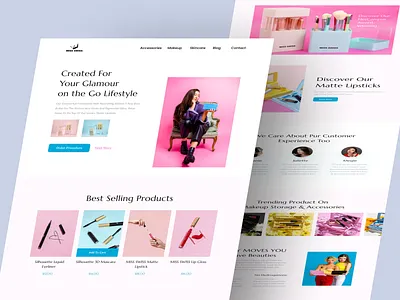 Makeup Landing Page beauty landing page beauty website design landing page landing page design prototype ui ui design ui website uiux ux website web design webflow webflow design website website beauty website design website landing page