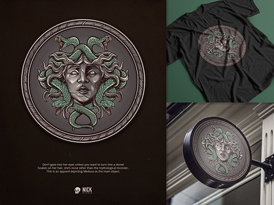 Medusa apparel brand identity branding design design studio graphic design hand drawing hand drawn illustration illustrator logo logo design merhcandise t shirt t shirt design vector vintage vintage design vintage logo