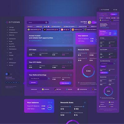 Citizens app dashboard ui web design