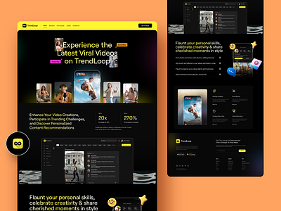 TrendLoop- The Ultimate Video App Design appdesign creative designs darkthemedesign uiux videoapp videoappdesign