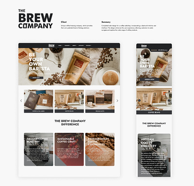 Brew-company (coffee company) web design branding design graphic design logo typography ui ux vector web