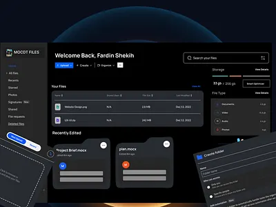 Cloud-based file storage user dashbord app design productdesign ui ux