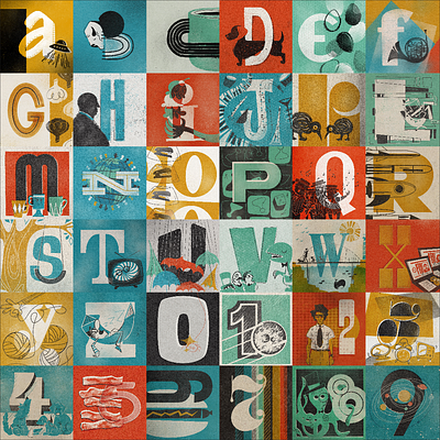 36 Days of Type - 2023 Summary alphabet character design illustration letter mid century number numeral paper retro texture type typography