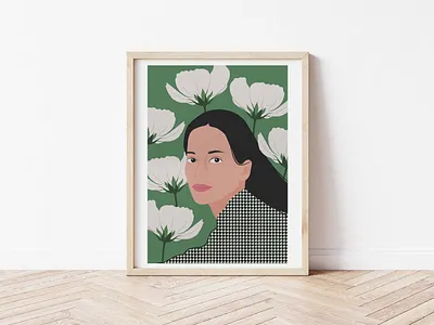 'Portrait' design digital illustration drawing flower illustration minimal portrait women