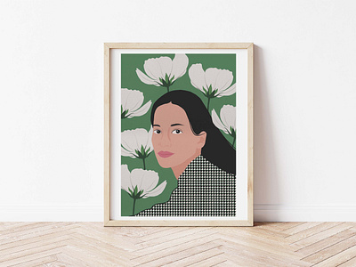 'Portrait' design digital illustration drawing flower illustration minimal portrait women