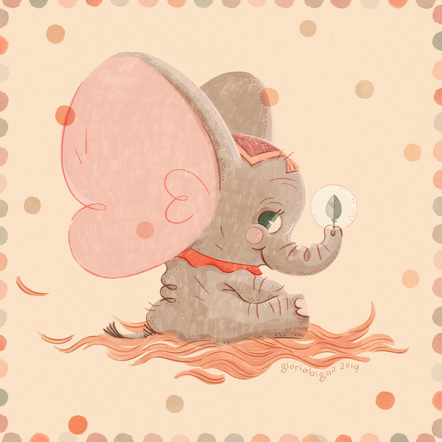 Dumbo Fan Art 🐘🎪✨ animal animation baby big ears characterdesign children illustration circus cute design dumbo elephant fanart flat illustration kawaii kidlit magic minimal mother vector