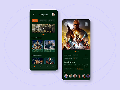 Movie Streaming App app design cinema clean ui dark design mobile app modern design movie app netflix series streaming theatre tv shows ui