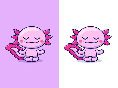 Cute Axolotl Meditation🕯️ activity amphibian animals aquatic axolotl baby cute face fish icon illustration legend logo meditation monster salamander sea sports water yoga