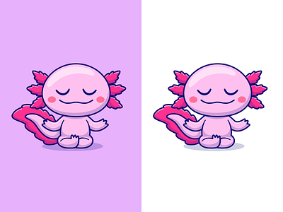 Cute Axolotl Meditation🕯️ activity amphibian animals aquatic axolotl baby cute face fish icon illustration legend logo meditation monster salamander sea sports water yoga