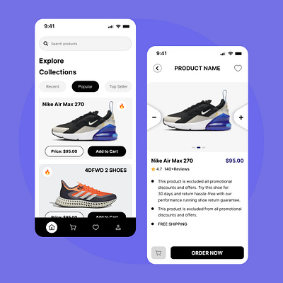 Shoes App Design-UIDesignz app branding dashboard design graphic design illustration logo mobile app design ui ux