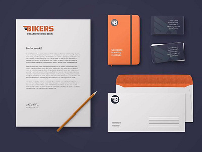 🏍️ Bikers - Motorcycle Club | Branding (orange) bike bike club blue branding business card clothing line commmunity dark blue india logo logotype mood board motorbike motorcycle orange restaurant shop sport sport tshirt stationery