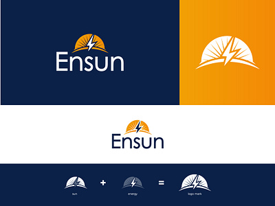 Ensun branding design energy flat illustration logo minimalist logo modern sun type unique vector