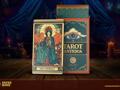 Tarot deck using PM Tarot Antique font branding design esoteric fonts graphic design illustration packaging retro tarot type design typography vector vintage