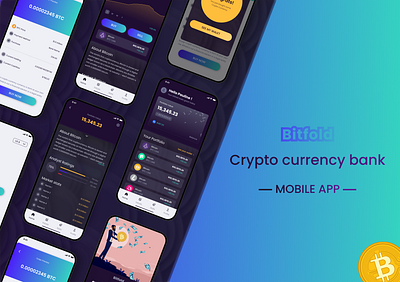 Crypto currency bank App - Bitfold bank case study crypto app design glassmorphism phone app ui design ux design