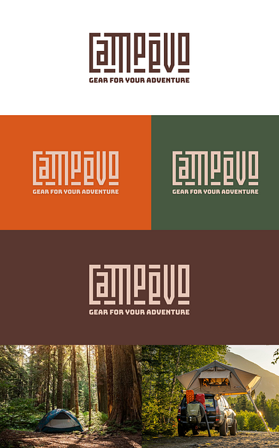 Logo Concept for Campevo adventure branding camp camping explore lettering logo