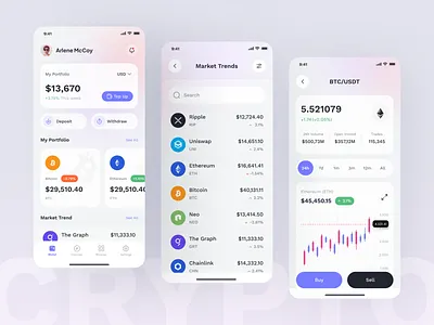 Cryptocurrency Wallet Mobile App Design android app app design app interface app mockup app mockups app screen design app ui bitcoin crypto crypto currency crypto wallet fintech app ios design mobile app design mobile design uiux wallet wallet exchange