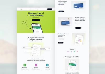 Pouch-fi landing page branding design icon illustration logo minimal typography ui ux vector