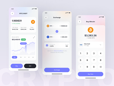 CryptoCurrency Wallet Mobile App Design app design app interface app mockup app screen design app ui app ui ux bitcoin blockchain crypto crypto wallet cryptocurrency finance app design fintech app ios app design mobile app ui mobile design wallet wallet exchange