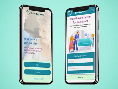 Care for you mobile app project mockup design app branding design graphic design illustration logo typography ui ux