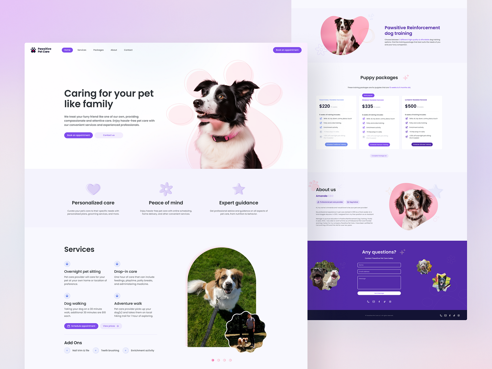 Pawsitive Pet Care Business Landing Page by Christina Ho on Dribbble