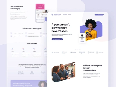 Mentor Spaces — Mentorship and Community Landing black and latin black community careers design digital products inclusion ladingpage mentor spaces mentors mentorship startup students talent ui website z1
