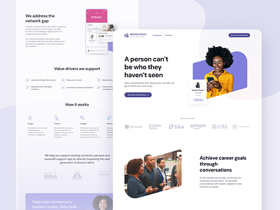 Mentor Spaces — Mentorship and Community Landing by Z1 on Dribbble