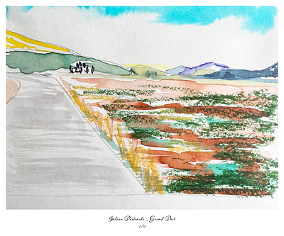 Italian Postcards _ Second Part 1/9 illustration landscape mountains path watercolor