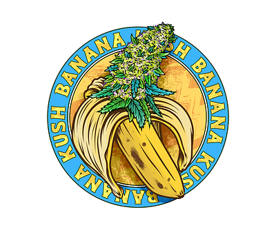 Banana Kush cannabis illustration vector