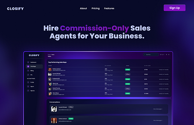 Sales Agent Software Concept 3d branding design figma glow illustration modern neon ui ux web design webflow website