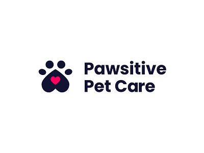 Pawsitive Pet Care - Logo and Wordmarks branding care christoona design graphic design illustration logo paw pawsitive pet petcare toona.studio vector