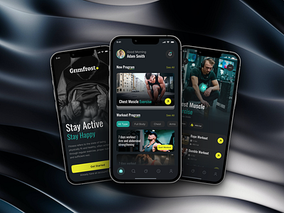Grimfrost - Fitness Training App app application bold crossfit dark mode fitness fitness app fitness training gym app health healthcare mobile mobile app mobile fitness app personal trainer sport ui weight loss workout workout app