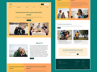 Life Insurance Landing Page branding clean design family health care healthy lifestyle homepage landing page life insurance security security system uiix wealth web