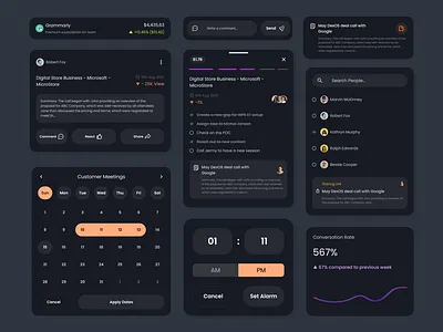 OwlFy - Figma UI design component clean ui component dark design dark mode dark mood dark ui date picker design dropdown liabrary mobile design modern ui post product design saas time picker ui design ux visual design web design
