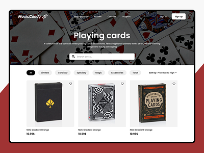 MagicCandy playing cards shop design design ui website