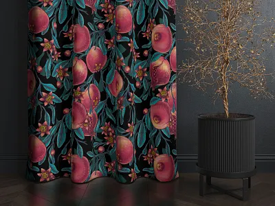 POMEGRANATE EDEN - patterns & motifs branding curtains design drawing exotic fabric design floral flower fruit graphic design illustration luxury pattern pattern design plants pomegranate seamless pattern textile design tropical vintage