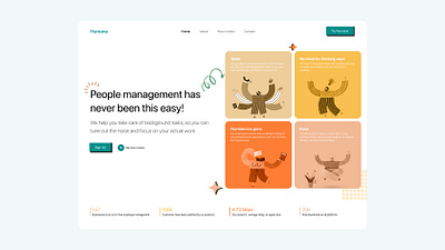 People Management Tool app design flat design green ui hero section hr human management illustration landing page management mobile orange ui people management ui website