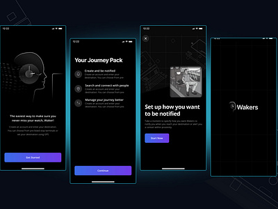 Wakers - Stops reminder for trippers alarm app onboarding location detector locator mobile app onboarding onboarding screens stop reminder